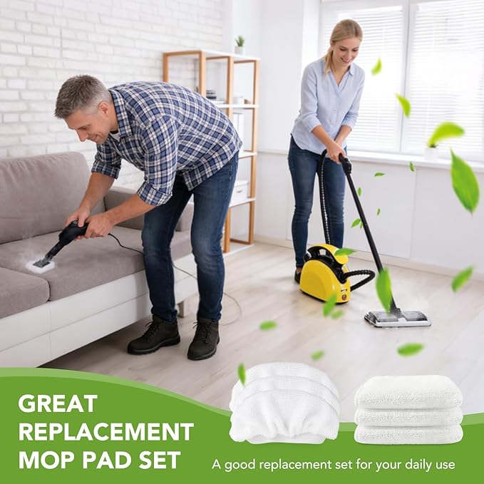 Sgizoku 3+3 Pack Steam Mop Pads Compatible with Waitbird Steam Cleaner STC-EU168-3 Pack Reusable Microfiber Mop Pads + 3 Pack Ironing Cloths Set Replacement (Mop is Not Included)
