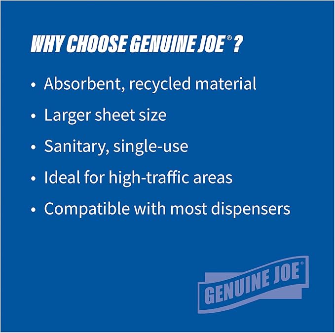 Genuine Joe GJO22700 Hard Wound Roll Towel, 800' Length x 7-8/9" Width, White (Case of 6)