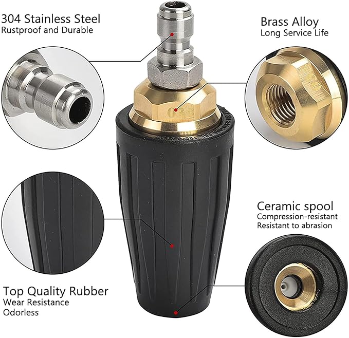 Turbo Nozzle Pressure Washer Tips,4000 PSI 4.0 GPM 4.0 Orifice,with 5 Pieces Spray Tips Kit Multiple Degrees(0, 15, 25, 40, 65 Degrees) (Black-Single nozzle)