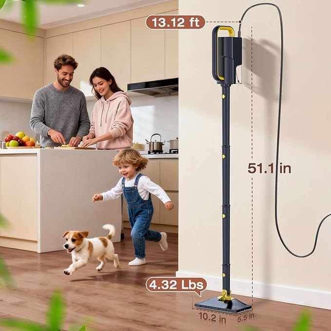 ScrubWiz Steam Mop with Detachable Handheld Steam Cleaner, 10-in-1 Multi Accessories, Quick 10s Heat, 350ml and 2-Level Steamer for Cleaning Floor, Carpet, BBQ Grill, Tile, and Grout, Gray