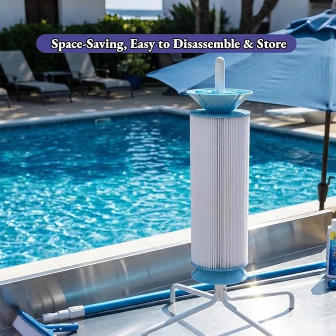 Pool Filter Cleaner Stand for 3 4 6 Inch Filters - Universal Quick Cleaning Stand, Saves Time and Effort in Swimming Pool Maintenance