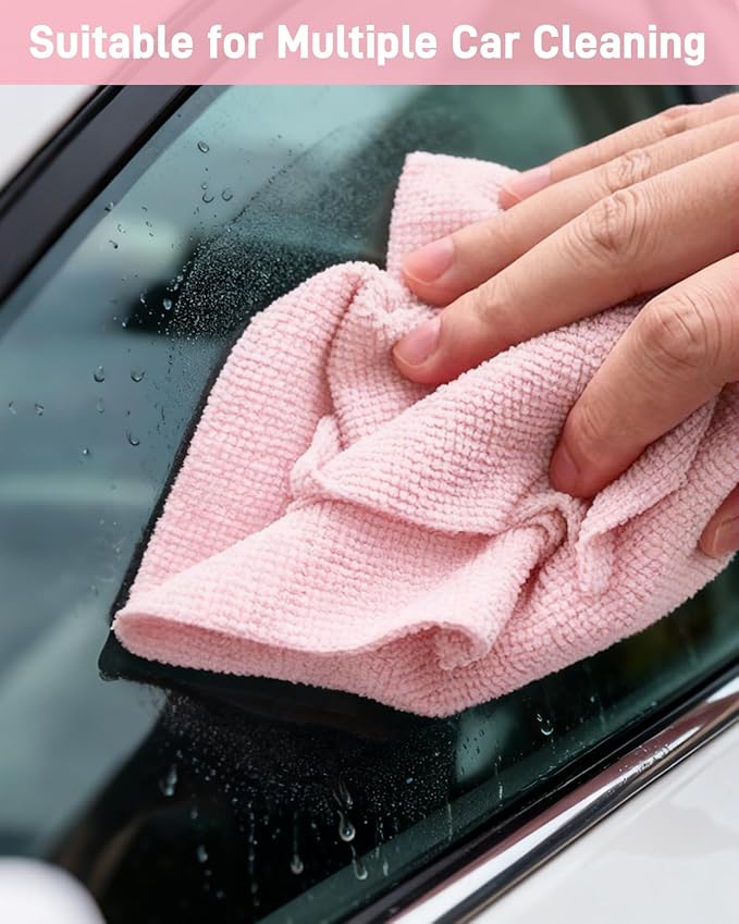 XINDELL Microfiber Cleaning Cloth Roll – 150 Pack 12"x12", Tear-Off Microfiber Towels, Lint-Free, Ultra Absorbent Car Detailing & Cleaning Cloths – Pink