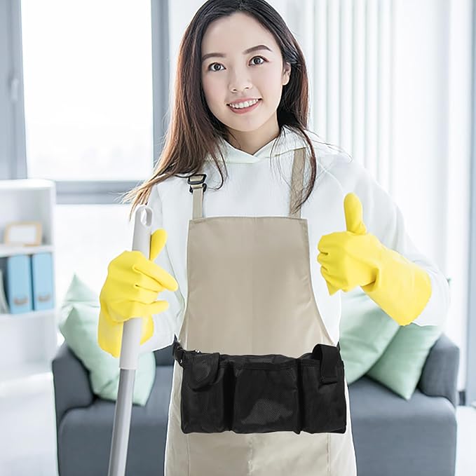 Cabilock Cleaning Belt Adjustable Waist Tool Bag with Multiple Pockets for Janitorial Work Gardening and Home Use 10.23X5.90X1.96 Inches Lightweight Durable Canvas