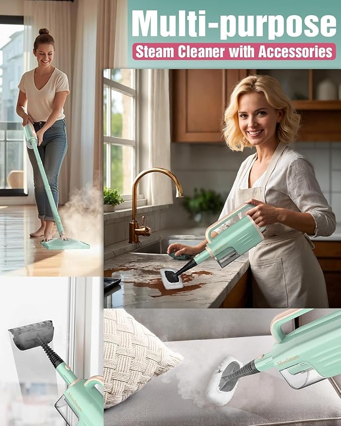 19-in-1 Steam Mop, 1200W Detachable Steam Mops for Floor Cleaning, 230°F Floor Steamer with 2 Modes, 3-Level Control & 350ML Tank for Hardwood, Carpet, Tile, Grout