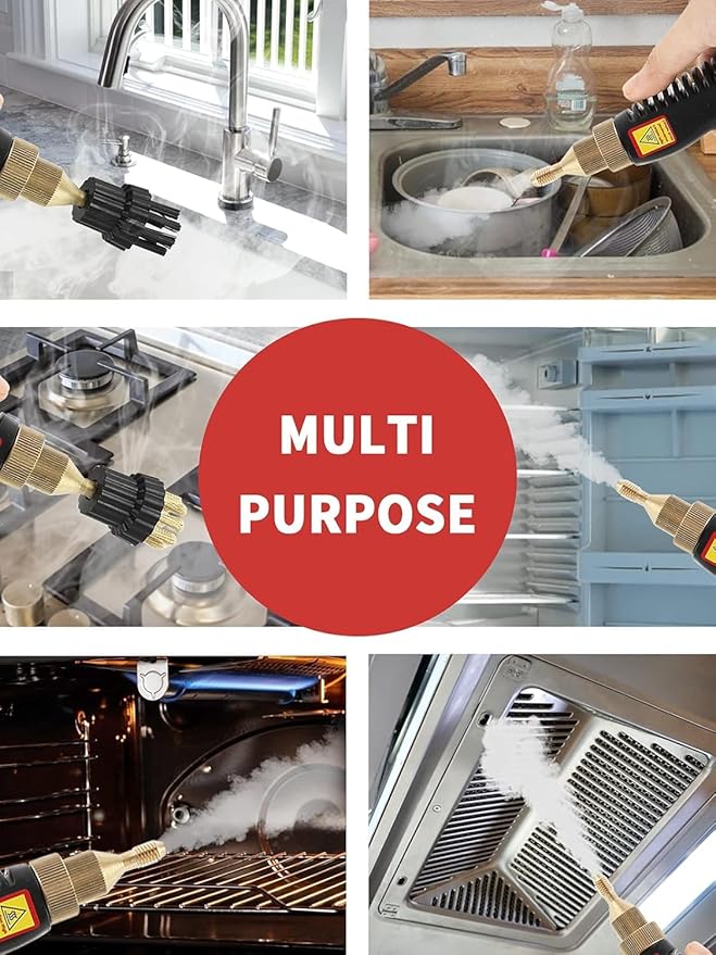 Moongiantgo High Pressure Steam Cleaner, 2500W Portable High Temp Bathroom Power Steamer Cleaning Machine Steam Humidity Adjustable For Home Use Kitchen Grease Car Detailing (110V, Red)