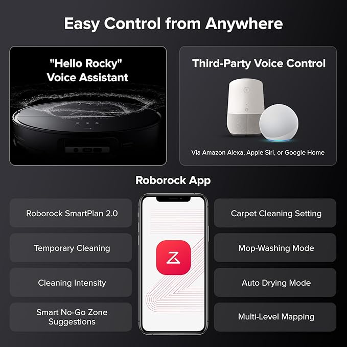 roborock Saros 10 with Refill & Drainage System Robot Vacuum and Mop, 22,000Pa Suction, AI Obstacle Avoidance, 3.14-inch Ultra Thin, Intelligent Dirt Detection, Zero Tangling Main Brush, Hot Water Mop