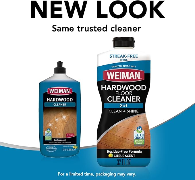 Weiman Hardwood Cleaner for Finished Hardwood Floors, Engineered Floors, Laminate - Streak-Free Results, EPA Safer Choice Certified, 32 oz