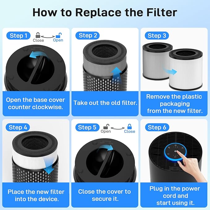 Air Purifiers for Home Bedroom Up to 1250 Ft² - H14 HEPA Air Purifier with Aroma & Sleep Mode - 24dB Small Room Air Purifier for Allergies, Smoke, Dust, Pollen, Pet Dander,4000B,Black