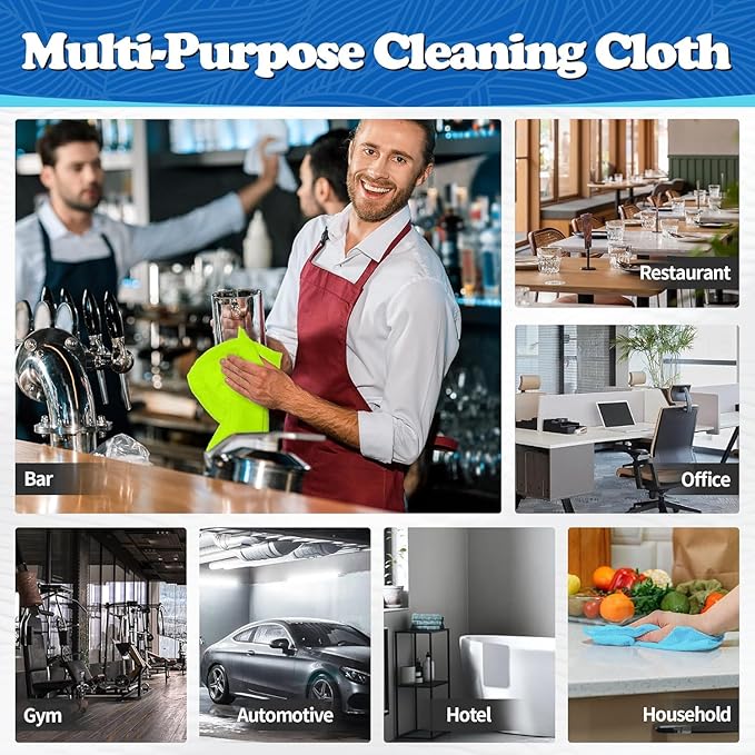 FIXSMITH Microfiber Cleaning Cloth, Shop Towels Bulk, 24 Pack Microfiber Towels for Cars, All-Purpose Absorbent Cleaning Rags, Dust Cloth for Automotive, Mechanic, Garage, Bar, 12 x 11 inch