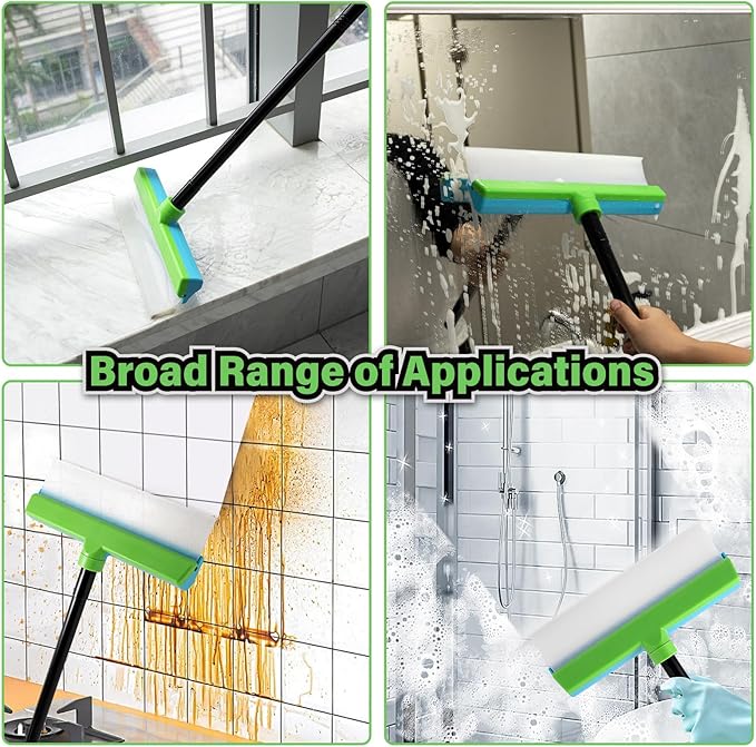 Gomake 11'' Window Squeegee with 20-63 Inch Telescopic Long Handle for Shower Glass Door,Car Windshield, Window, Mirror, Bathroom,Countertop,Floor Cleaning