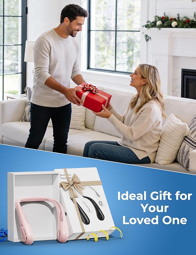 Portable Bladeless Neck Fan, Birthday Gifts for Girl Boy Mom Dad, Father‘s & Mother’s Day Gifts, Wearable Cooling Fan Rechargeable for Camping Travel Beach Golf Cruise Essentials 2026 New