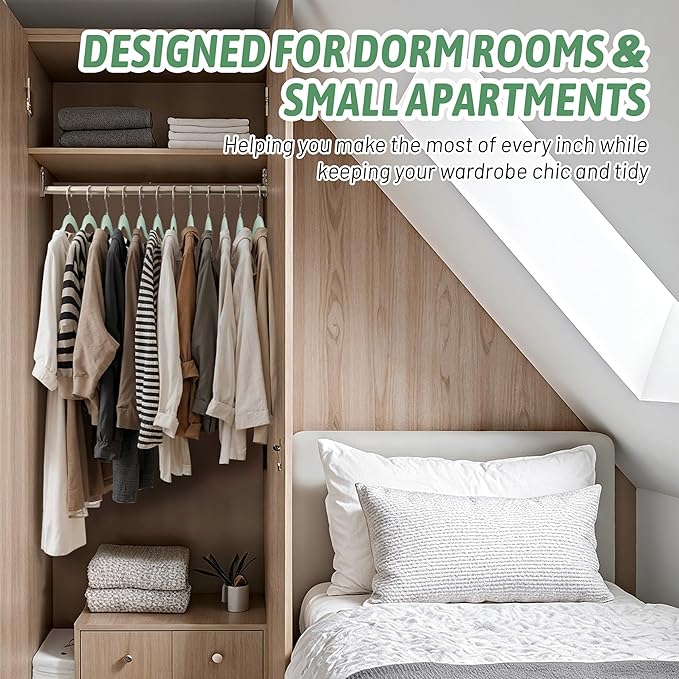 30 Pack Velvet Hangers β Non-Slip Slim Clothes Hangers with 360Β° Swivel Hook, Space-Saving Flocked Shirt Hangers for Coats, Dresses, Blouses, Suits(Green)