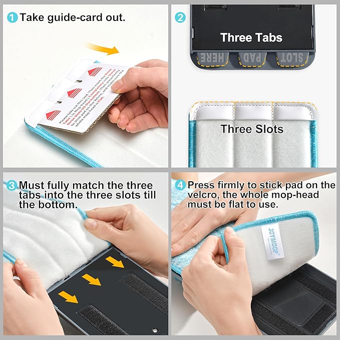 JOYMOOP Microfiber Mop Pads Replacement for JOYMOOP Flat Mop Bucket Set, Pack of 4 Refills 13-inch - Grey & Cyan Blue