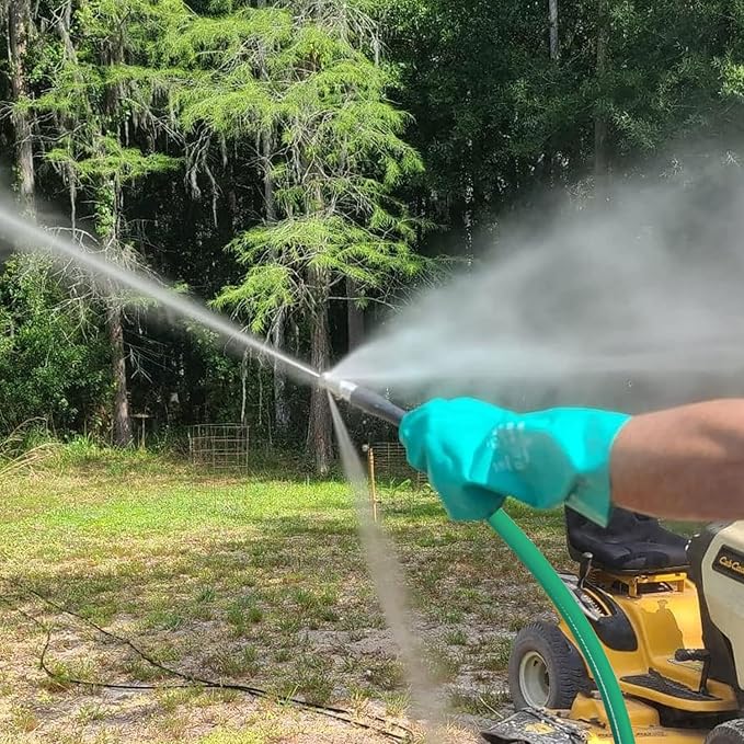 Hourleey Sewer Jetter Kit for Pressure Washer 50FT, 4000 PSI Drain Cleaner Hose 1/4 Inch NPT, Corner Rotating and Button Hose Sewer Jetting Nozzle Pearl Corsage Pin Tape Handle Strap Spanner, Green