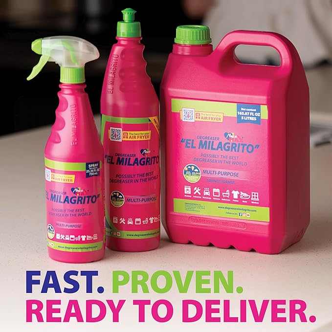 EL MILAGRITO Heavy Duty Multi-Purpose Degreaser & Stain Remover, (1.32 Gallon) 165.07 Fl Oz, Best Cleaner for Kitchen, Bathroom, Fabrics, Boats, Industrial .More than 100 surfaces.