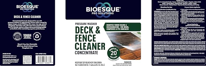 Bioesque Pressure Washer Deck & Fence Cleaner Concentrate, 1 Gallon (Pack of 4)