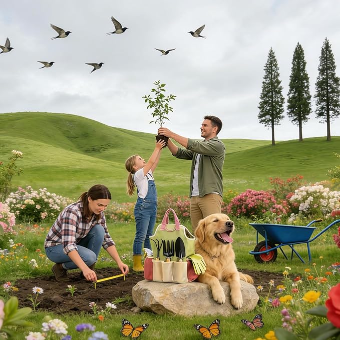 Gardening Hand Tools - 9-Piece Planting Equipment Kit - Outdoor Planting Accessories - for Digging Cutting Garden Outdoor Greenhouse Lawn Backyard Trimming Pruning Weeding