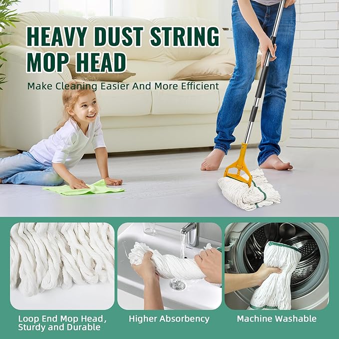 20oz Heavy Mop Replace Head, 6 Pack Commerical Replacement Mop,mop Head Replacement,Reusable Mop Head Refills-Replacement Mop Heads Suitable for Heavy Commercial Industrial Residential Areas