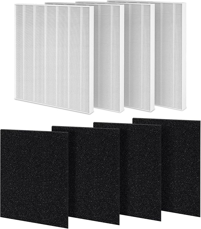 AP-1512HH Replacement Filter Compatible with Coway Airmega AP-1512HH and Airmega 200M air Puri-Fier, AP-1512HH-FP, AP-1518R, AP-1519P, 4 Filter, 4 Carbon Filters, Compared to Part #3304899