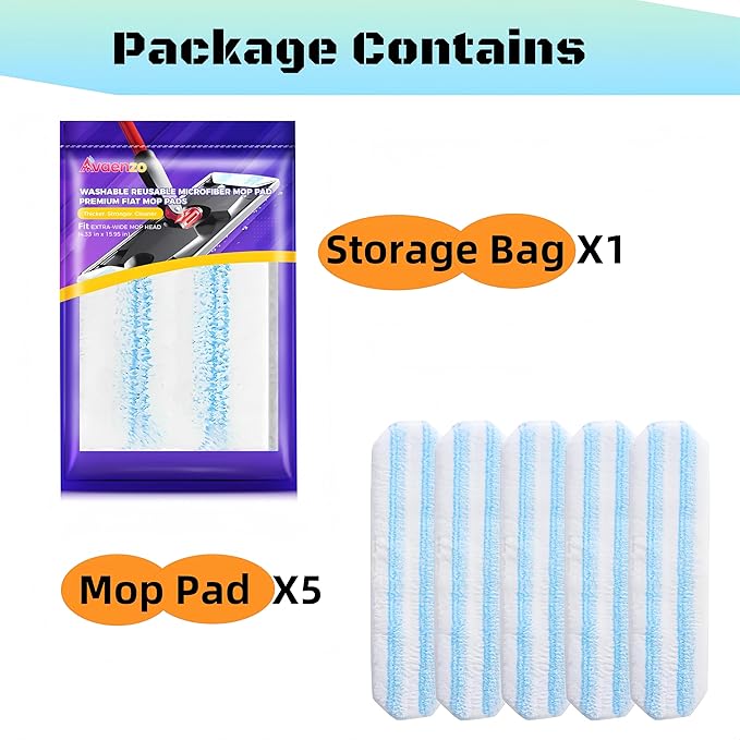 Replacement Mop Pads Compatible with Ocedar H2prO Flat Mop,Refills for O-Cedar H2pro Flat, Machine Washable Reusable Microfiber Mop Heads Replacements for Ocedar H2Pro 5 PCS