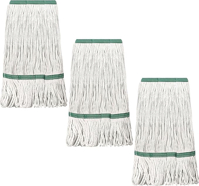 Eccliy 3 Pack Mop Heads Replacement Cotton String Mop Heads Heavy Loop Commercial Refills Replacement Bulk Heavy Duty Wet Refills for Home Industrial Commercial Floor Cleaning