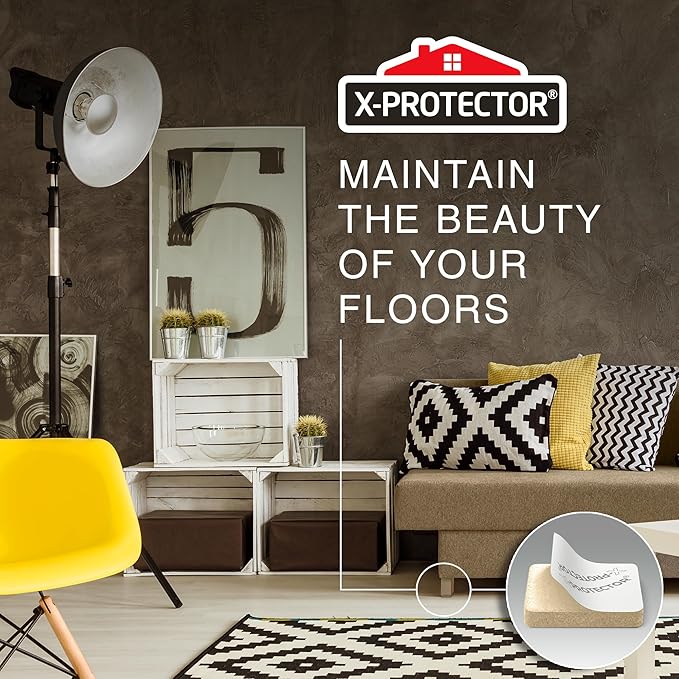 X-PROTECTOR Felt Furniture Pads - 48 PCS 1" - Felt Pads Floor Protectors - Chair Felt Pads - Felt Pads for Furniture Feet - Furniture Pads for Hardwood Floors - Protect Your Floors! (Beige, Square)