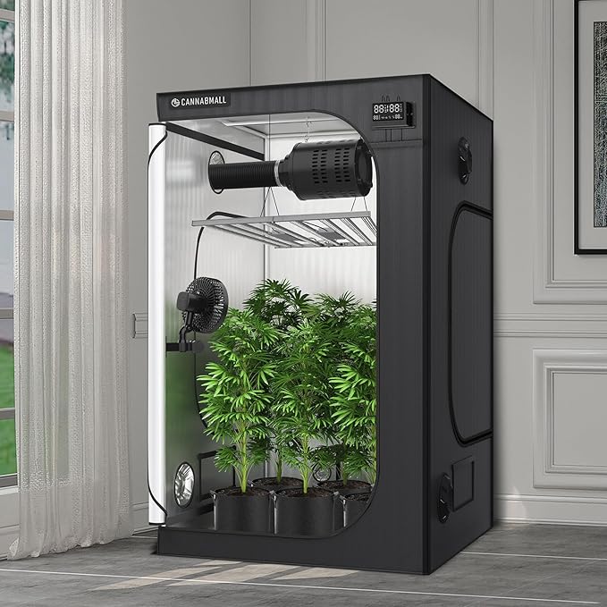 Inline Duct Fan Kit with Temperature Humidity Controller, 6 Inch EC-Motor Exhaust Fan with Built-in Carbon Filter&Flexible Air Ducting, 4 Inch Ventilation System for Grow Tent, Hydroponics