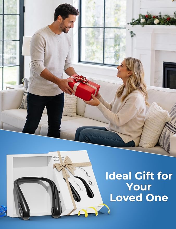 Portable Bladeless Neck Fan, Valentines Day Gifts for Him, Birthday Gifts for Men Women Father's Mother's Day, Wearable Cooling Fan Rechargeable for Camping Travel Beach Golf Cruise Essentials 2026