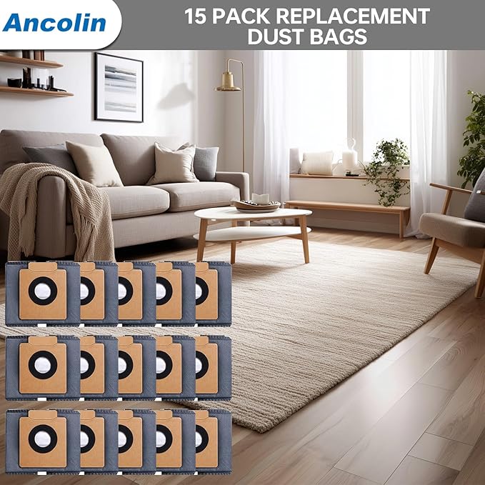 15 Pack Dust Bags for eufy X10 Pro Omni Robot Vacuum and X8 Pro Models, Large Capacity, with Self-Empty Station, 4-Layer Replacement Bag
