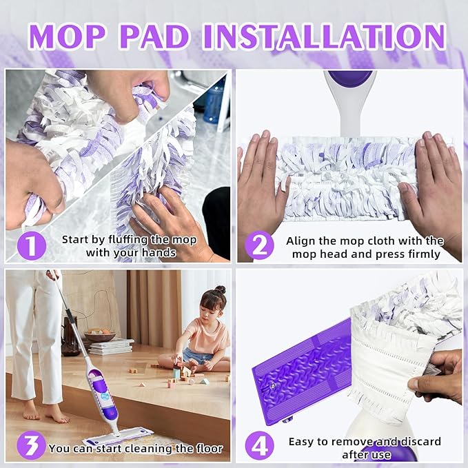 28 Count Disposable Heavy-Duty Power Mop Pads Refills for Swiffer Power Mop,Replacement Floor Cleaning Refills, Non-Washable & Unscented, Compatible with Swiffer PowerMop (Quick-Absorb, No Residue)