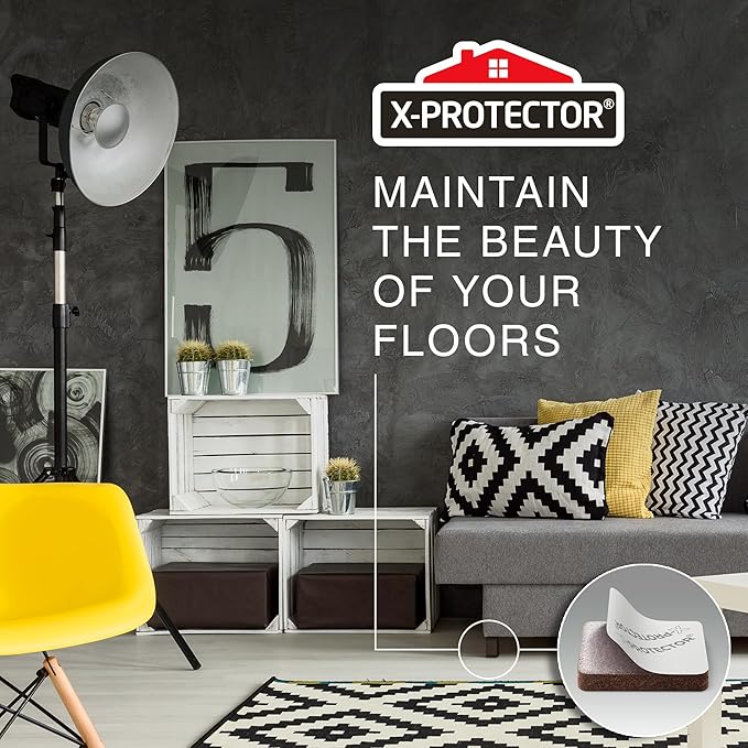 X-PROTECTOR Felt Furniture Pads - 48 PCS 1" - Felt Pads Floor Protectors - Chair Felt Pads - Felt Pads for Furniture Feet - Furniture Pads for Hardwood Floors - Protect Your Floors! (Brown, Square)