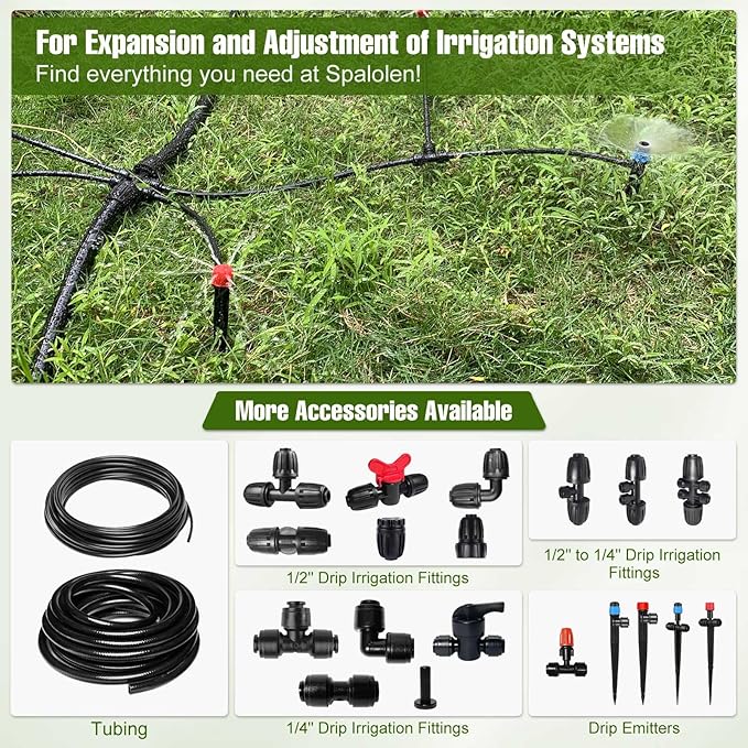 6 Pack 1/2'' to 1/4'' Drip Irrigation Fittings, Push-to-Fit 6 Way Drip Irrigation Part Barbed Tee Connectors, Anti-Leak Locked Splitter Fitting for 1/2" Irrigation Tubing (0.6''-0.67''OD)