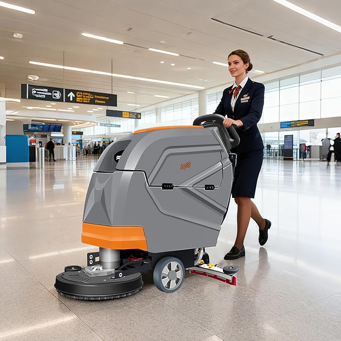 N3 20" Walk-Behind Floor Scrubber Machine - 31" Squeegee, 13-Gal Recovery Tank, 190 RPM, User-friendly, Complete Kit