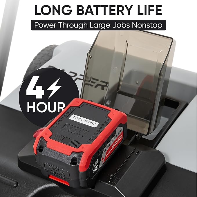 Battery Powered Artificial Grass & Hard Surface Sweeper, 22" Wide Cleaning Path, 6.5-Gal Bin, Adjustable Height, 4h Battery, Foldable, for Artificial Grass, Sidewalks, Driveways, Workshops, Garages