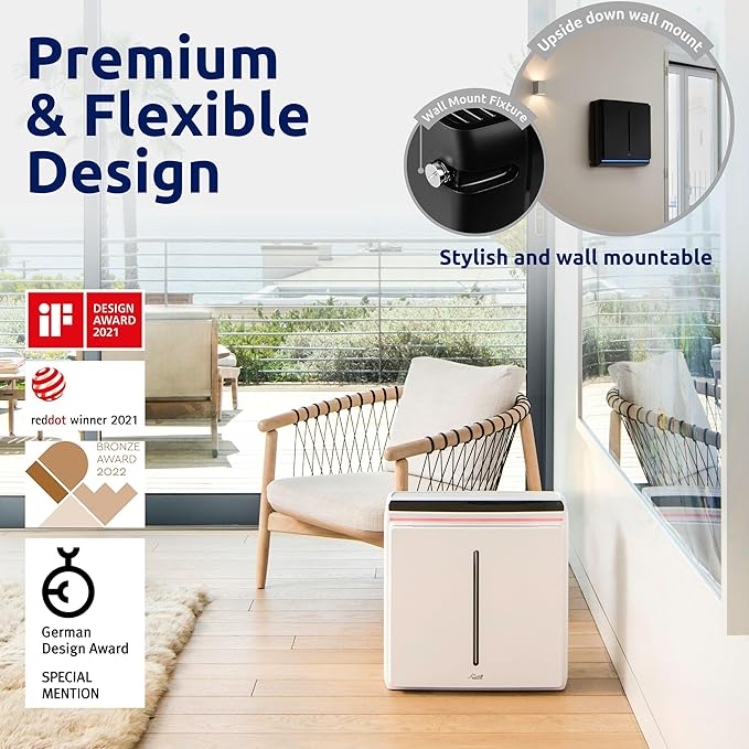 Rabbit Air, A3 SPA-1000N Air Purifiers for Home, Ultra Quiet HEPA Air Purifier - Wall Mountable Air Purifiers for Home Large Room, Allergies, Dust, Mold, Smoke & VOCs - (Black, Toxin Absorber Filter)