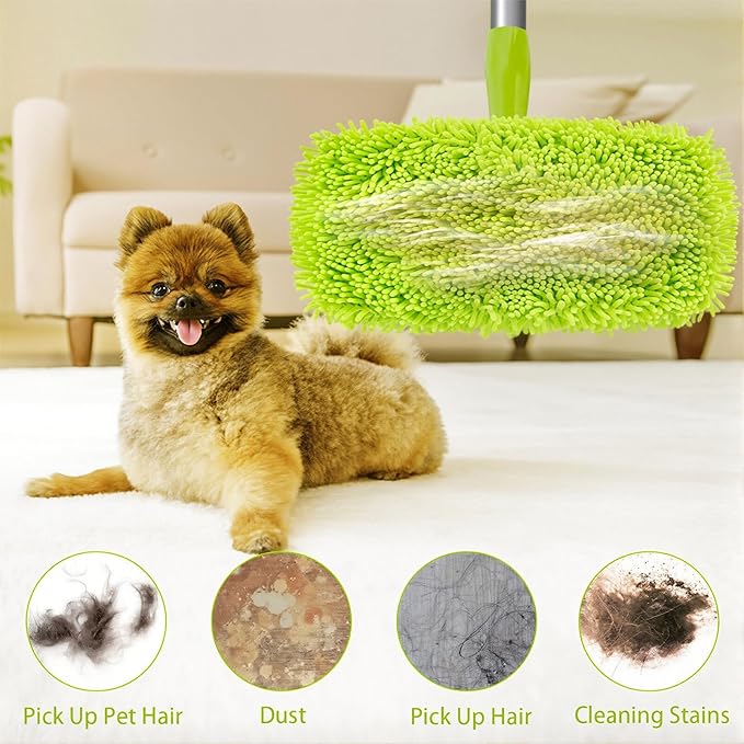 Chenille Mop Refill Pads for Home Use– Replacement Mop Heads for Floor Cleaning,Fits Most Standard Mops, for Hardwood Tile Laminate Floors (Pink 6PCS)