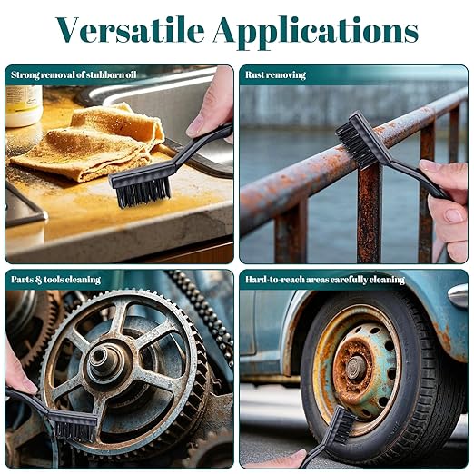 12 Pcs Mini Nylon Brush Set, Nylon Scratch Brush with Curved Handle, Cleaning Weld Slag and Rust