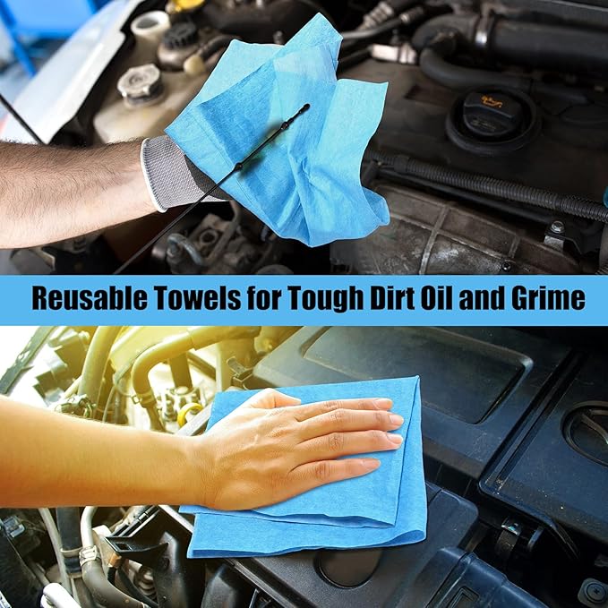 300 Sheets 9.84 x 13.78 in Disposable Shop Towels Bulk Heavy Duty Shop Towels Lint Free Paper Absorbent Anti Dissolution for Garage Car Work(Blue)