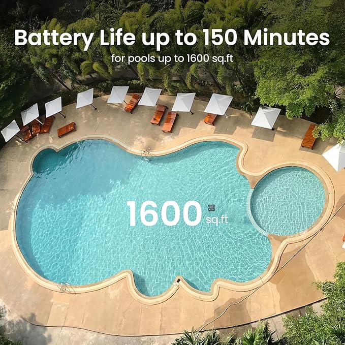 AIPER Seagull Pro Cordless Robotic Pool Cleaner, WavePath Navigation, Wall-Climbing, Quad-Motor, 150 mins Runtime for Inground Pools up to 1,600 sq.ft, ZT6002 (Renewed)