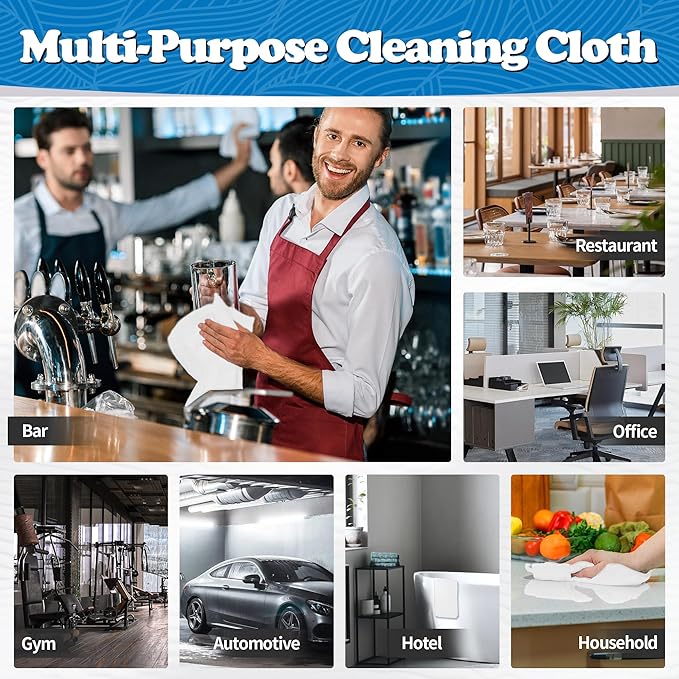 FIXSMITH Microfiber Cleaning Cloth, Shop Towels Bulk, 24 Pack White Microfiber Towels for Cars, All-Purpose Absorbent Cleaning Rags, Dust Cloth for Automotive, Mechanic, Garage, Bar, 12 x 11 inch