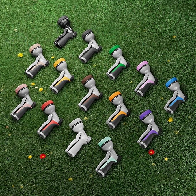 RESTMO Garden Hose Nozzle, Heavy Duty Water Hose Nozzle with 7 Adjustable Spray Patterns, High Pressure Hand Sprayer with Flow Control, for Watering Plants & Lawns, Washing Cars & Pets, Rose Gold