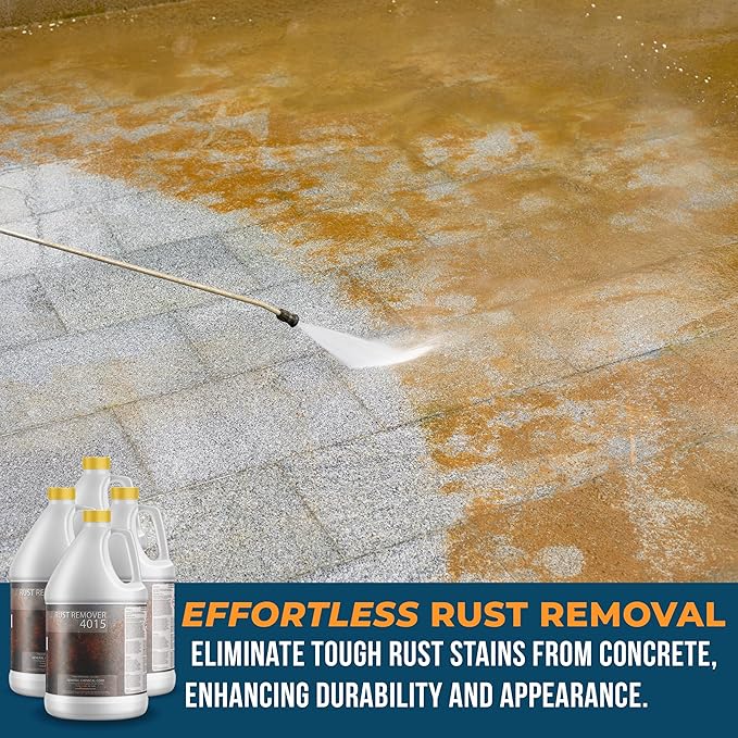 DeckGeneral Rust Remover 4015 All Surface Rust Stain Eliminator, Concrete Cleaner, Effective Rust Clean Up for Driveways, Walkways, Swimming Pools, Brick, Pavements and More (4 Gallon Case)