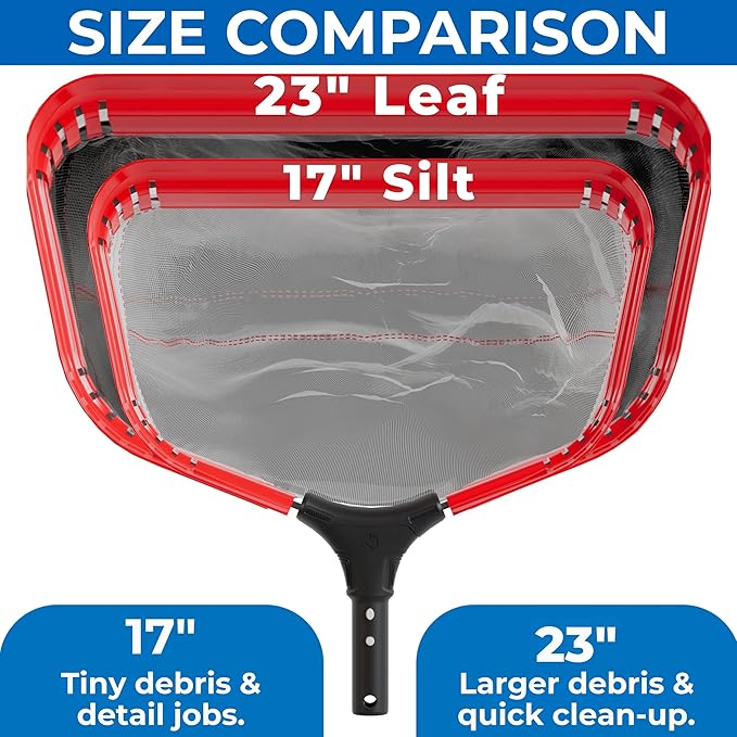 ProTuff PRO Ultimate Silt & Leaf Rake Bundle - 490 Promise Unlimited & Unconditional Replacements - 2-Items: 23" Medium & 17" Fine Mesh Pool Cleaner for Sand, Silt, Pollen, Leaves & Twigs
