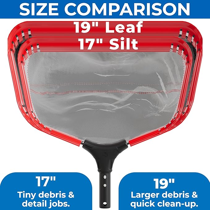 ProTuff "PRO Ultimate" Silt & Leaf Rake Bundle - 490 Promise Unlimited & Unconditional Replacements - 2-Items: 20" Medium & 18" Fine Mesh Pool Cleaner for Sand, Silt, Pollen, Leaves & Twigs