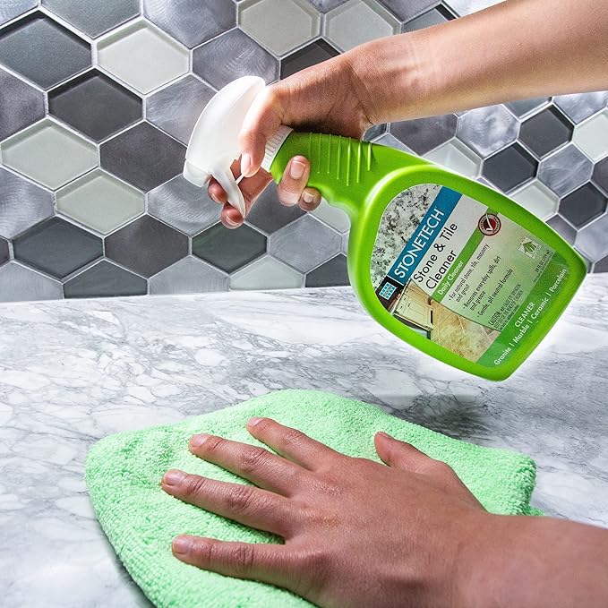 Neutral Formula for Stonetech Stone & Tile Cleaner Spray, Ready-to-Use Daily Surface Grout Cleaner, Use on Natural Stone and Porcelain, Safe and Non-Abrasive Formula for Kitchen & Bathroom, 128 oz