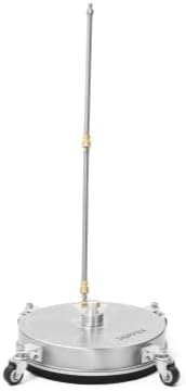 15 in. Pressure Washer Surface Cleaner in Stainless Steel w/Wheels, 4000 Max PSI, 3/8" Connector & 2 Extension Wands. Ideal for Driveways, Sidewalks, Patios, Decks