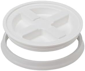 House Naturals Plastic Food Grade Made in USA Bucket with lid, Large 7 Gallon Container Comes with Screw On Lid (2, Yellow with White lid)