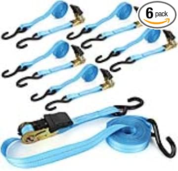 Ratchet Straps, 6Pack 20Ft Ratchet Tie Down Straps, 1700 LB Break Strength Ratchet Tie Down Straps with Safety Lock S Hooks & Rubber Handle for Moving Cargo, Motorcycle, Appliances, Lawn Equipment