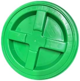 House Naturals Plastic Food Grade Made in USA Bucket with lid, Large 7 Gallon Container Comes with Screw On Lid (2, Yellow with Green lid)