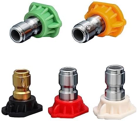MINGOU Pressure Washer Tips Set Multiple Degrees, 5.5 GPM Power Washer Nozzle Tips 5 Pack, 1/4 Quick Connect（2.5/3.0/3.5/4.0/4.5/5.0/5.5/6.0GPM）